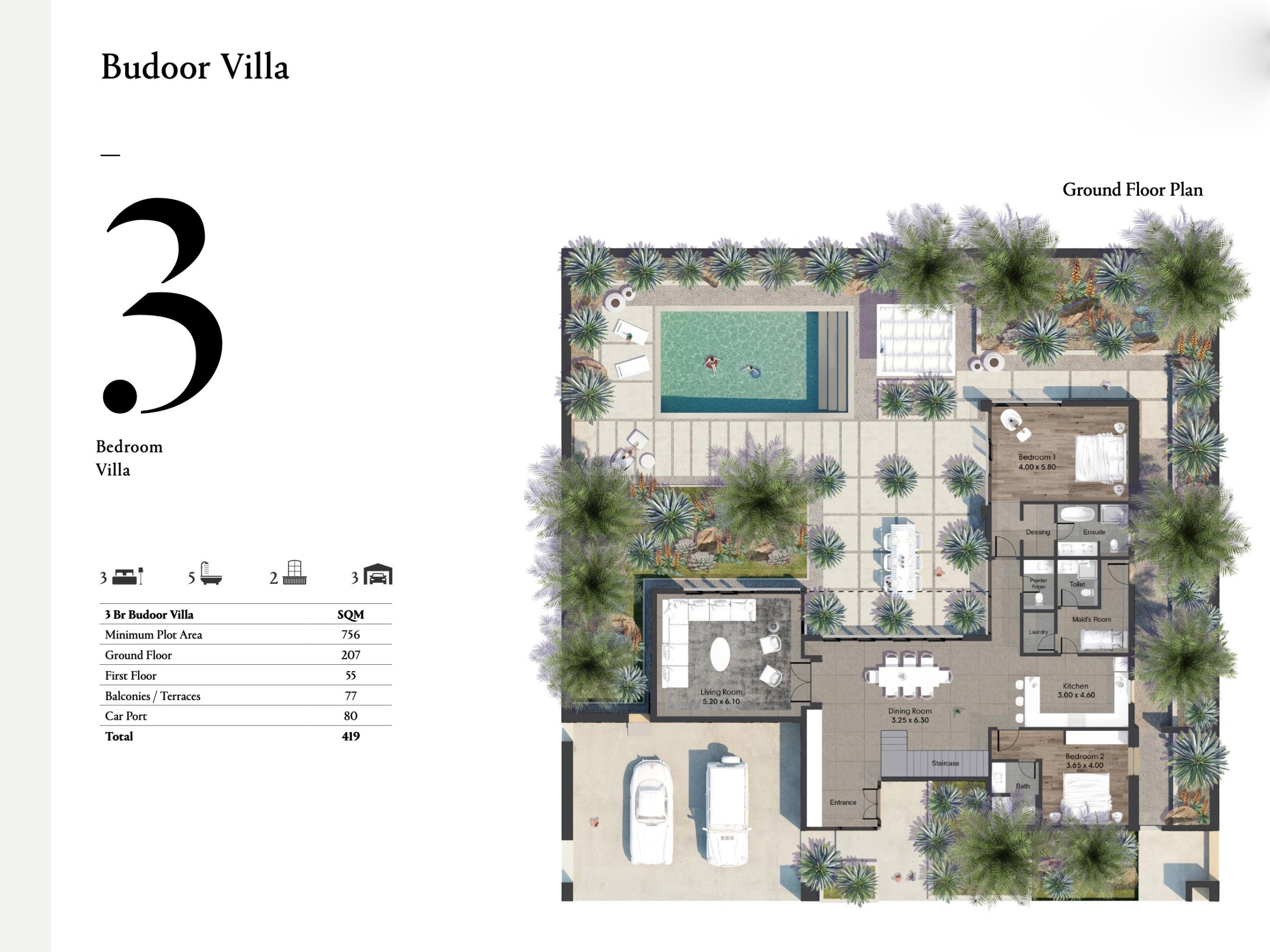 Al Jurf Villas 3 Bedroom Floor Plan